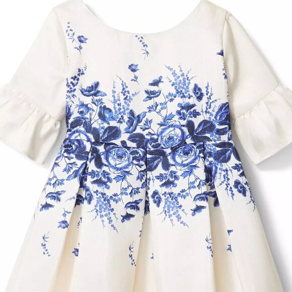 Girls Floral Border Ruffle Sleeve Dress, Size 7 - Picture 3 of 9
